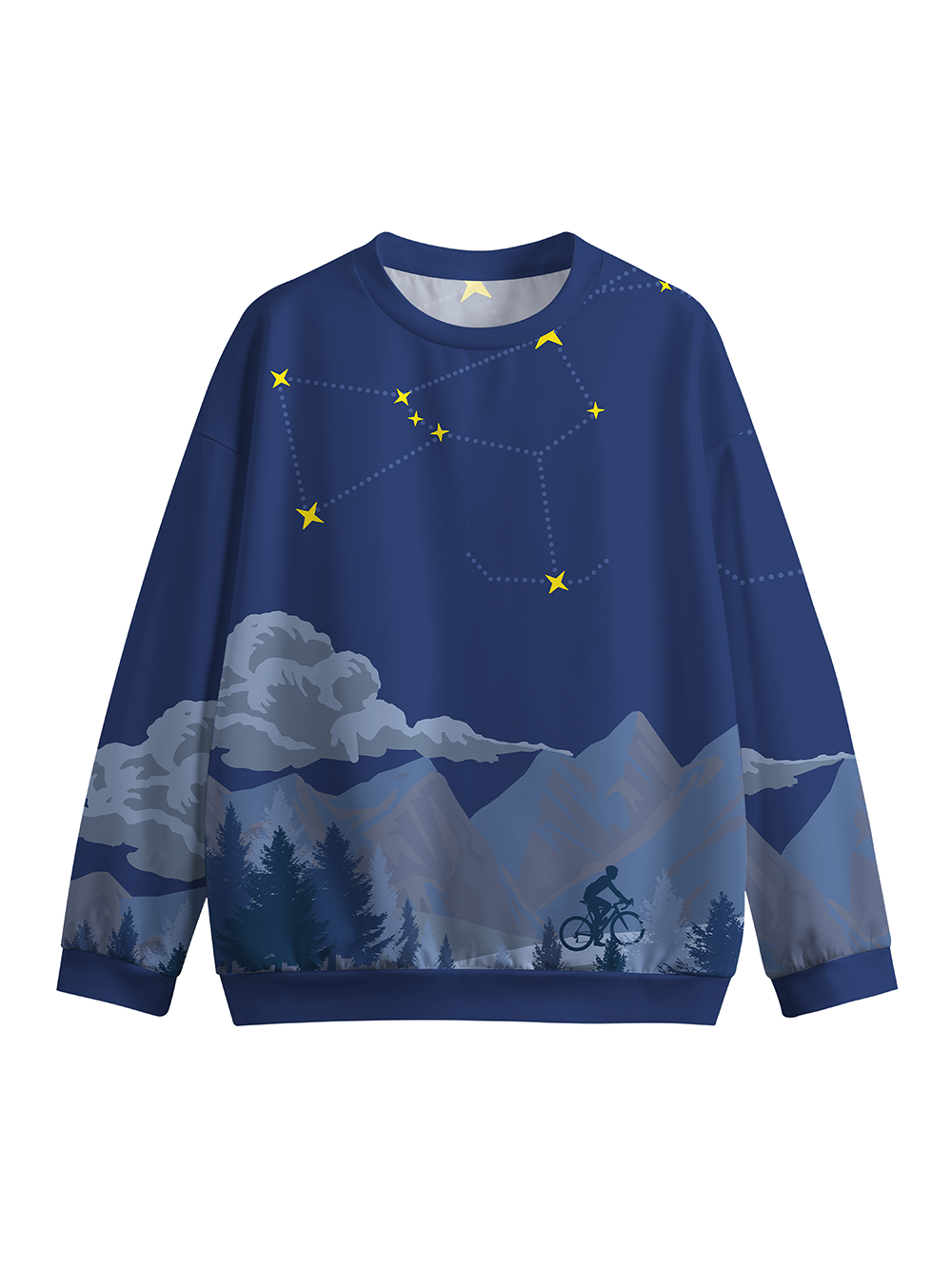 Orionride Cycling Under The Stars Crew Neck Pullover Sweatshirt