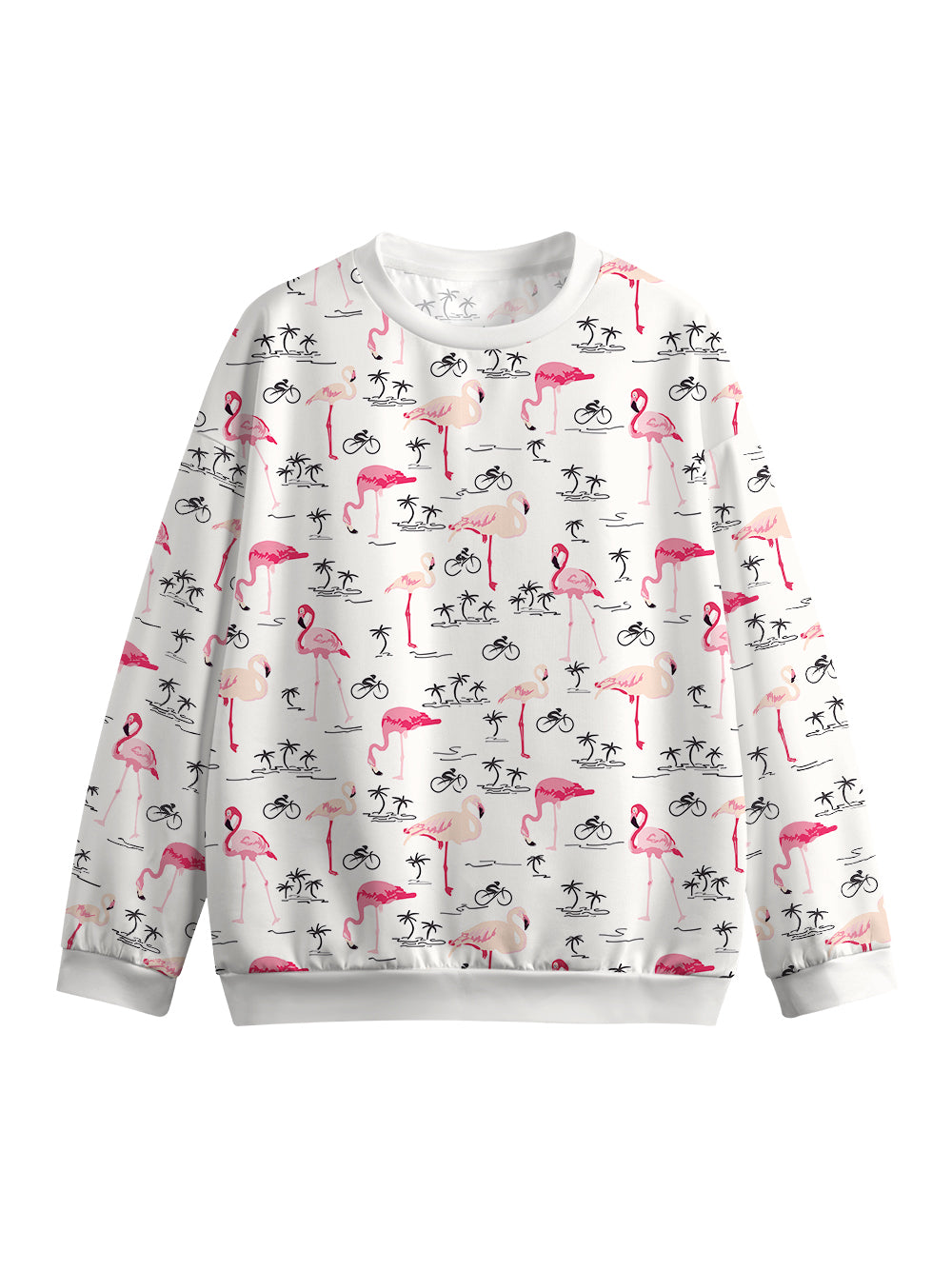 Orionride Pink Flamingo Women's Crew Neck Pullover Sweatshirt