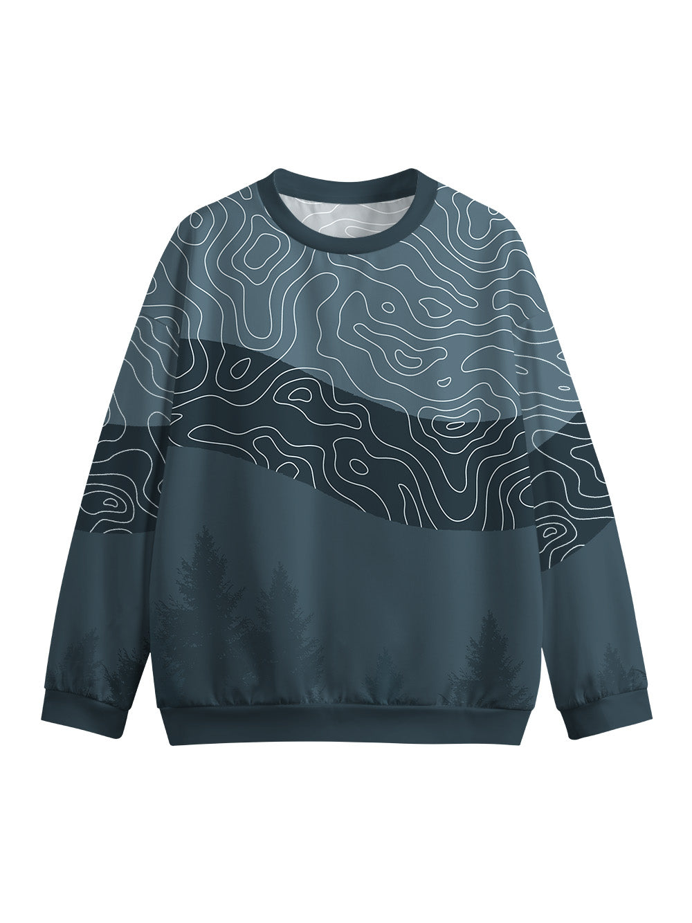 Orionride Challenging Contour Lines Crew Neck Pullover Sweatshirt