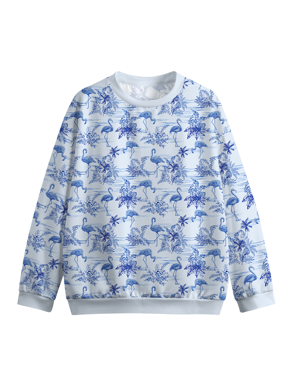 Orionride Blue Flamingo Crew Neck Pullover Sweatshirt