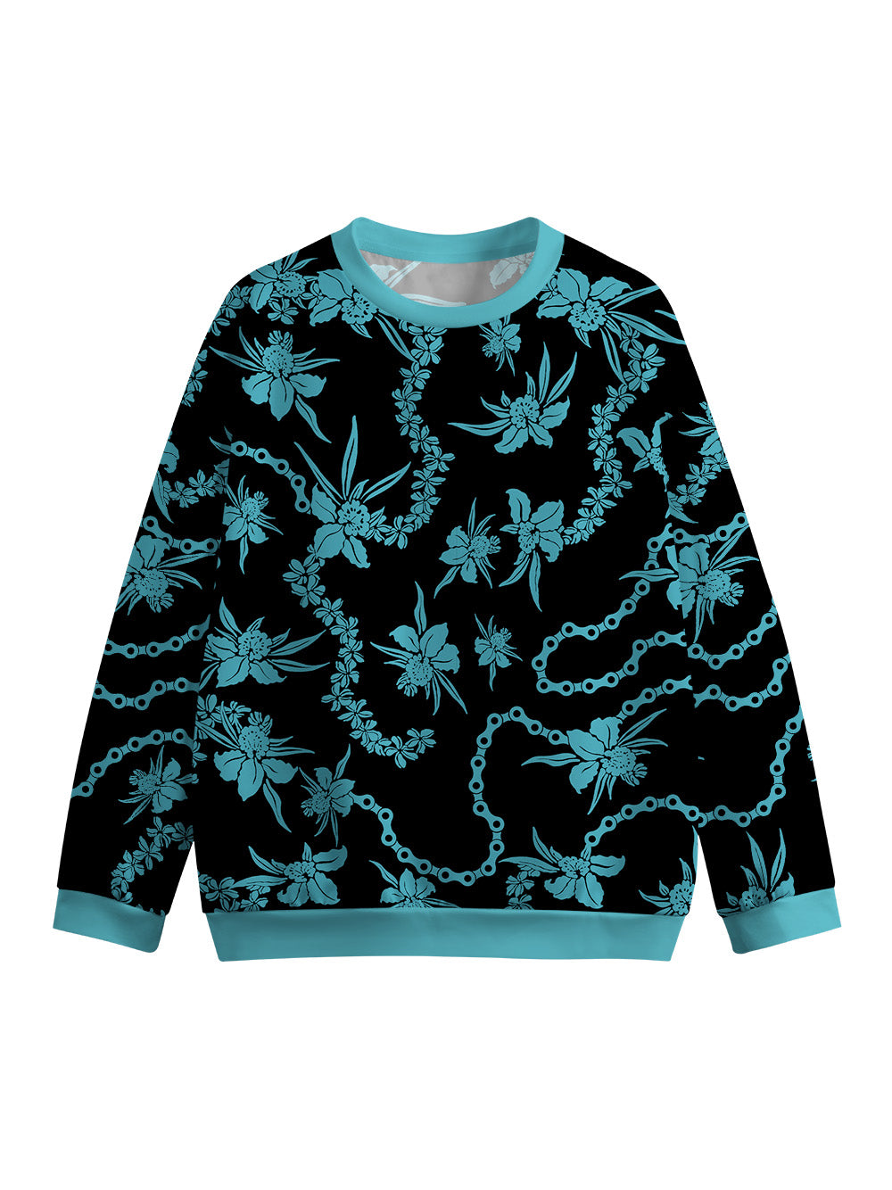 Orionride Chain Printing Crew Neck Pullover Sweatshirt