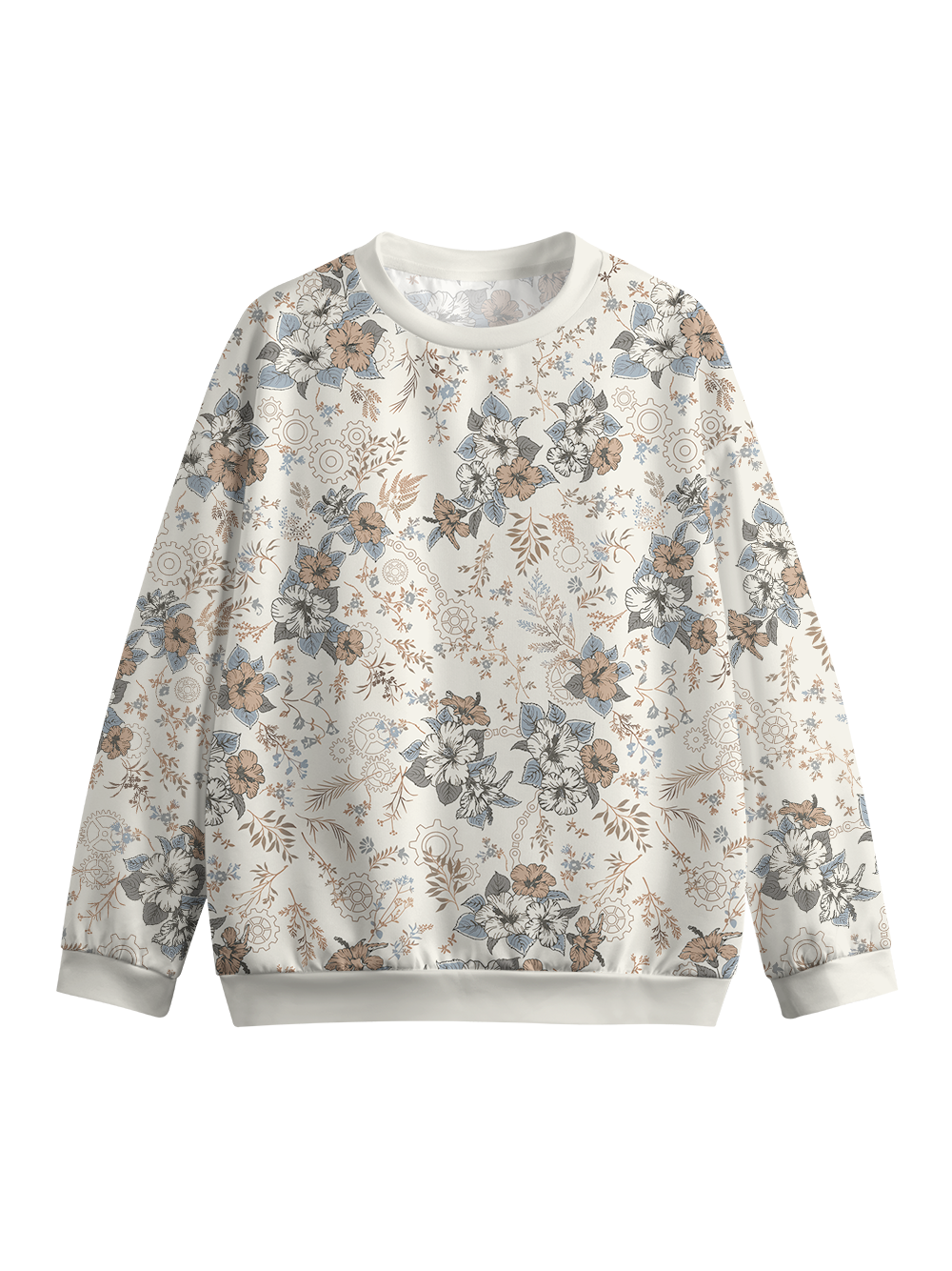 Orionride Hand-Painted Hibiscus Women's Crew Neck Pullover Sweatshirt