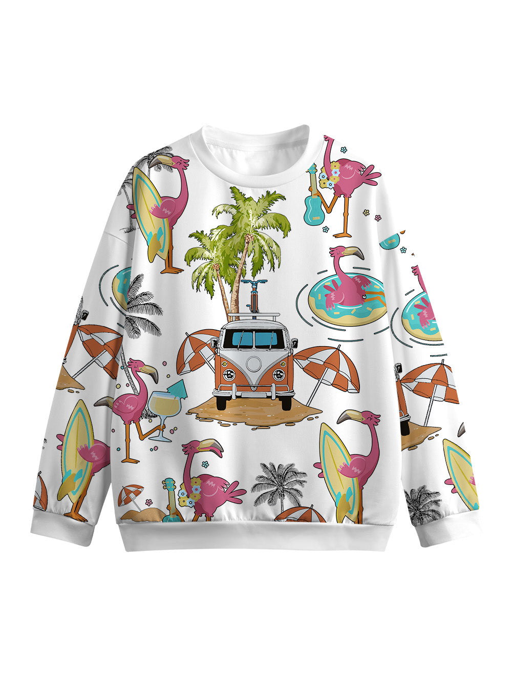 Orionride Beach Party Women's Crew Neck Pullover Sweatshirt