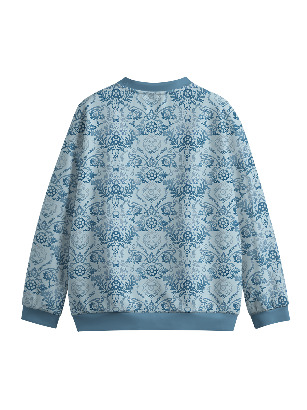Orionride Chain Gear Flower Crew Neck Pullover Sweatshirt
