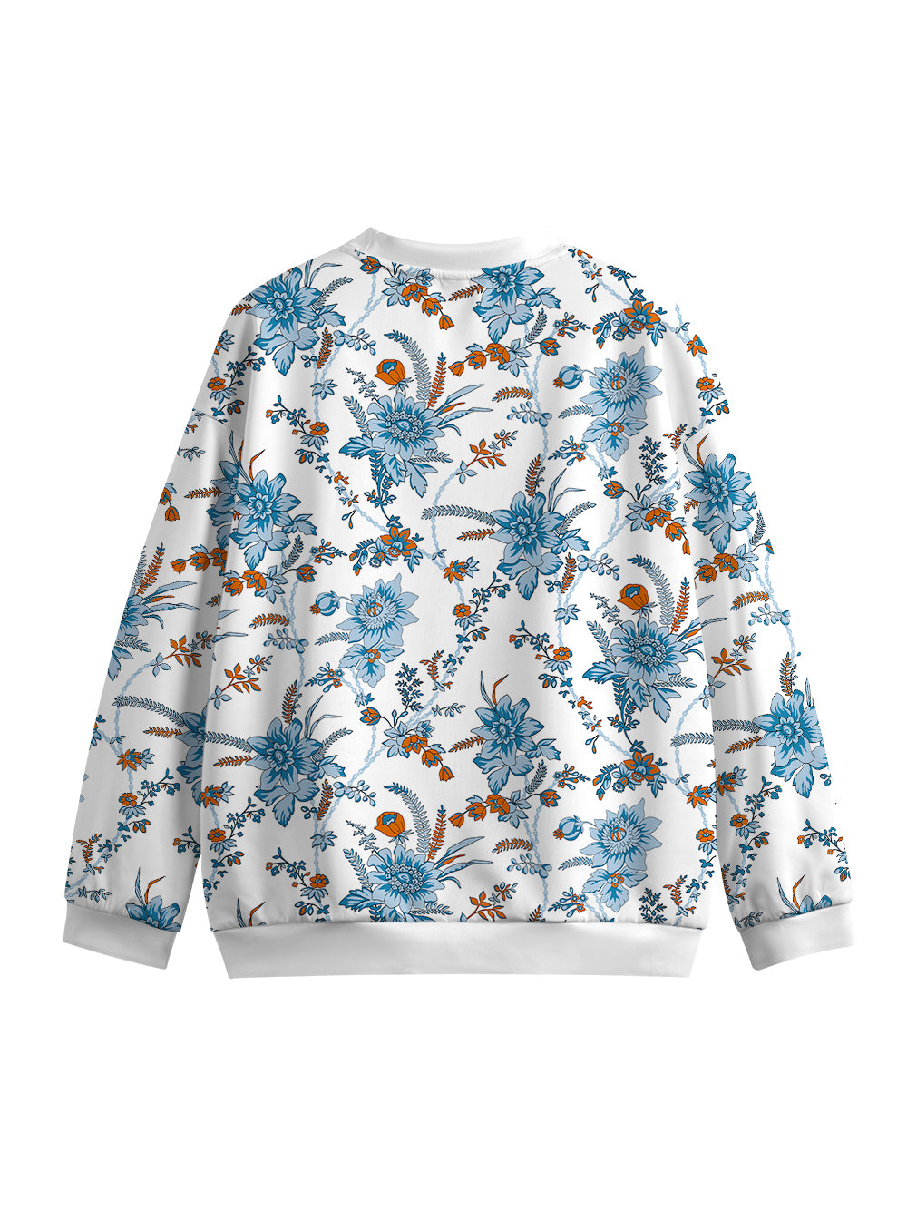 Orionride Blue Chain Flower Women's Crew Neck Pullover Sweatshirt