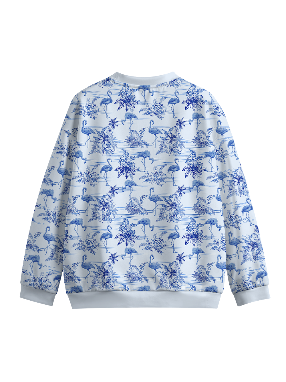 Orionride Blue Flamingo Crew Neck Pullover Sweatshirt
