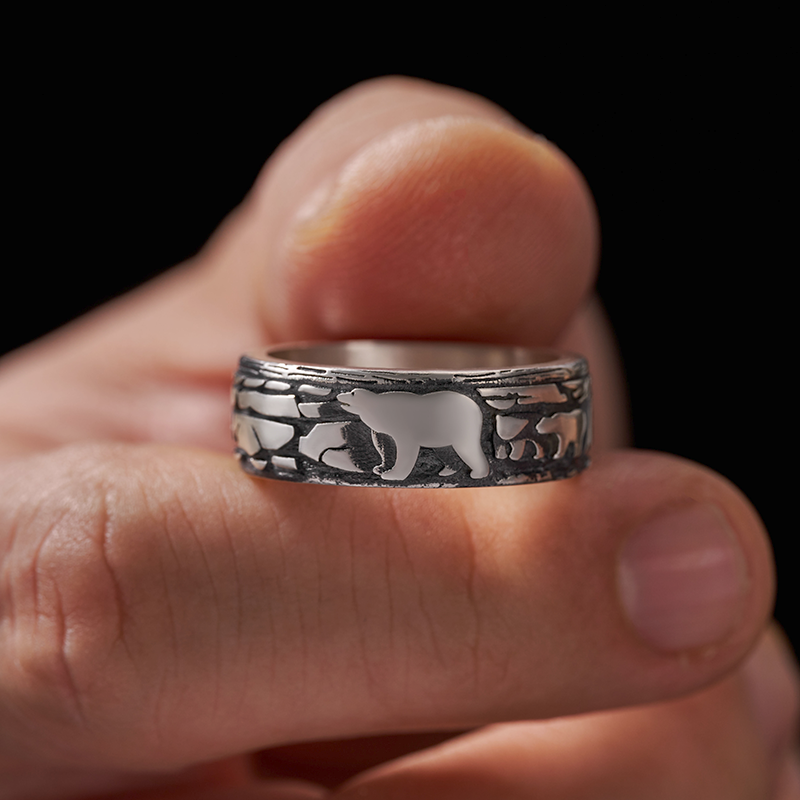 Orionride Mighty Wolf Sterling Silver Band Ring