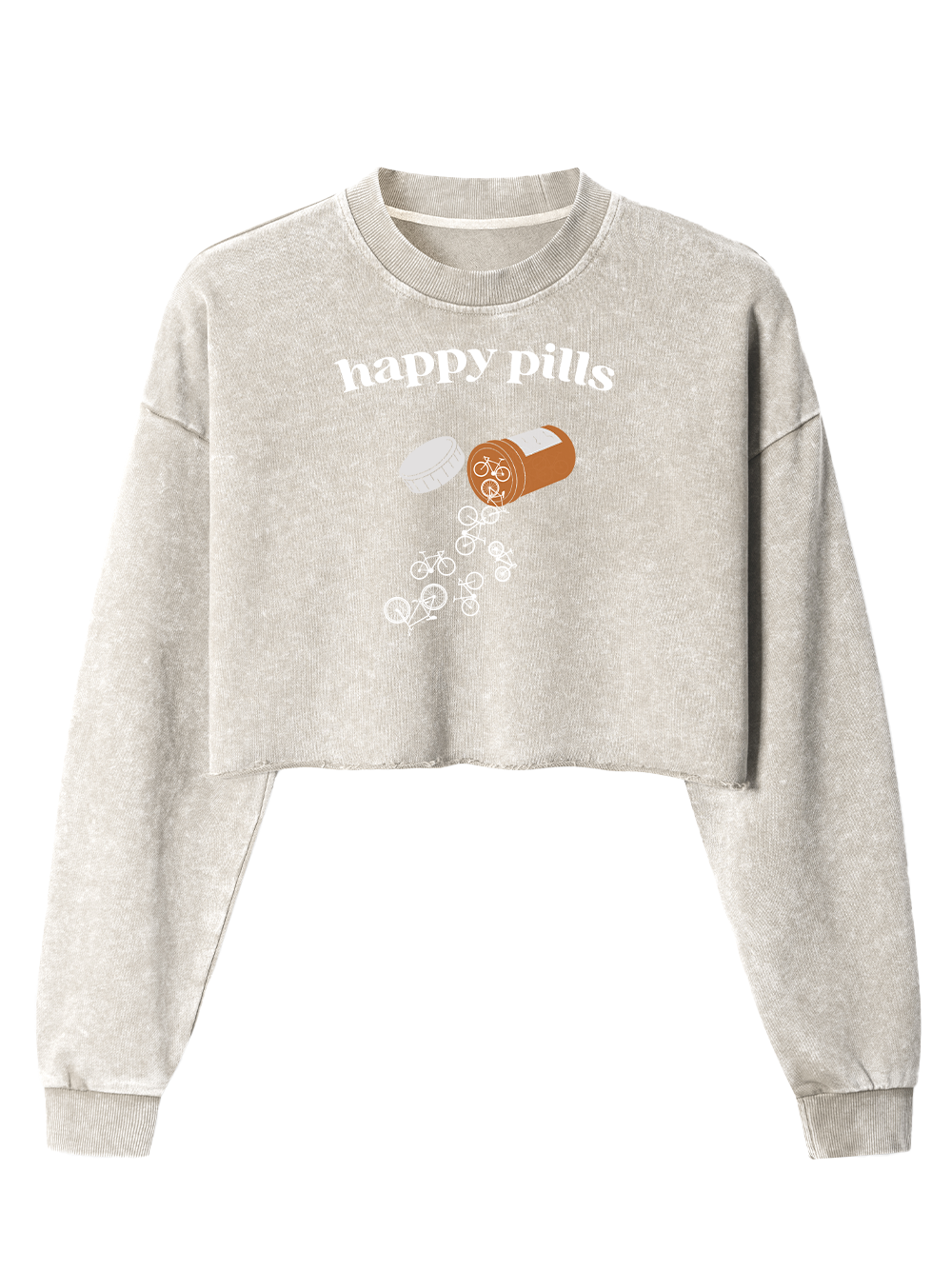 Orionride Happy Pills Women's Washed Crop Sweatshirt