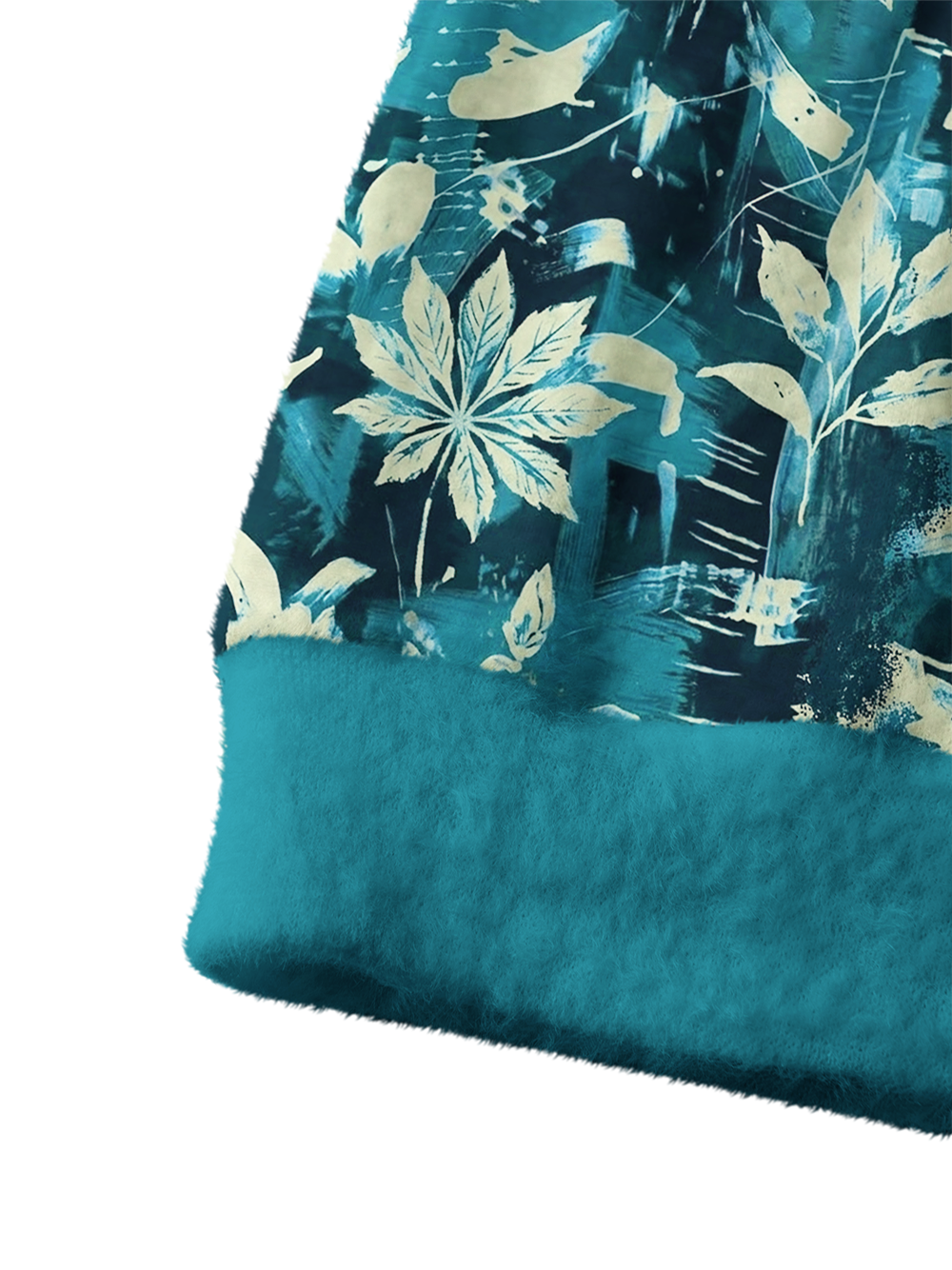 Orionride Leaf Graffiti Women's Fuzzy Knit Cardigan