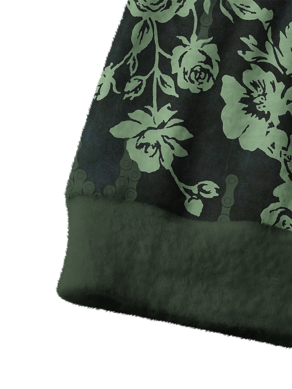 Orionride Green Rose Women's Fuzzy Knit Cardigan
