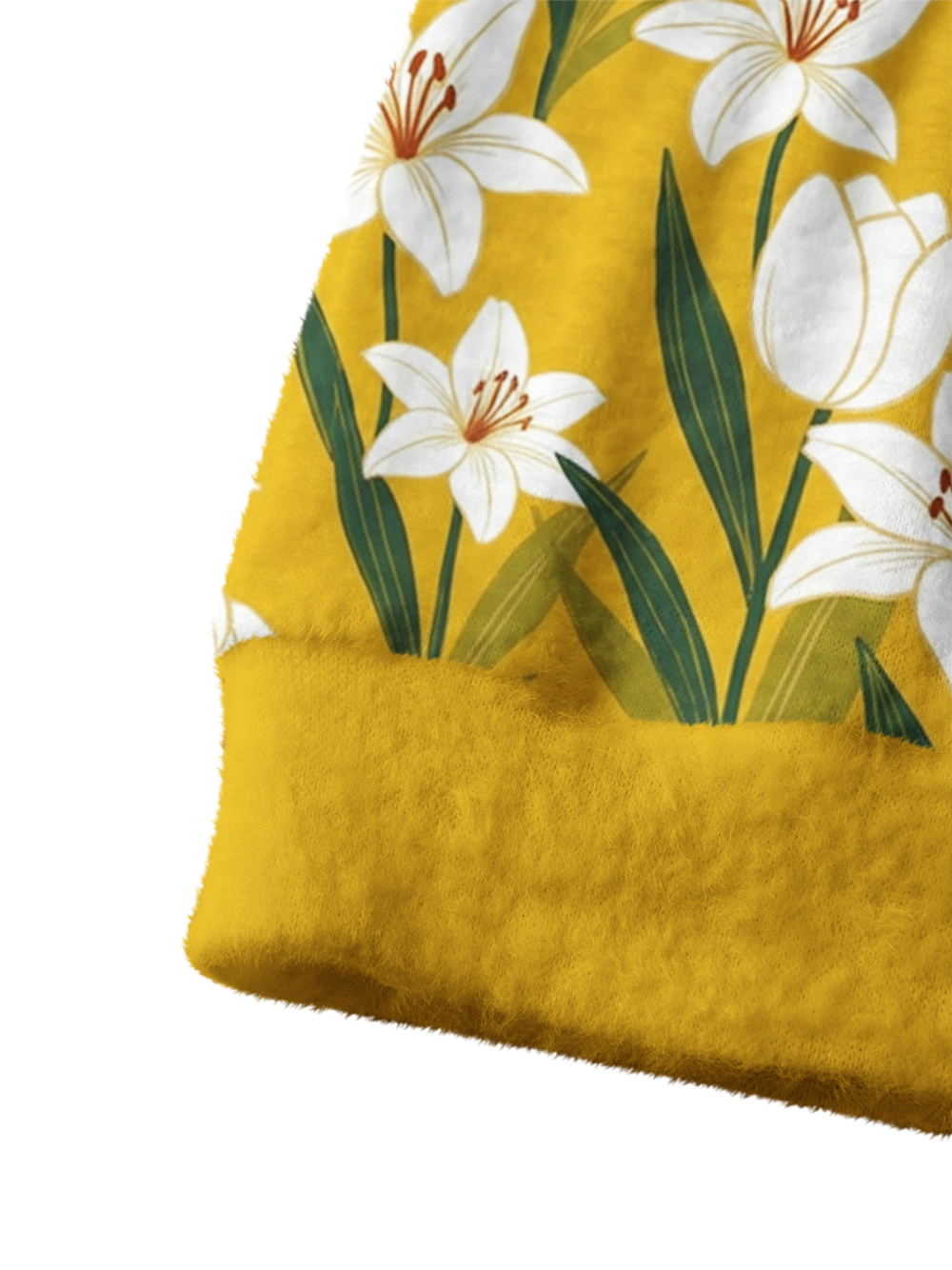 Orionride Yellow Lily Women's Fuzzy Knit Cardigan
