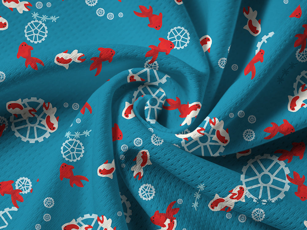 Orionride Undersea Goldfish Long Sleeve Half Zipper Mountain Bike Jersey