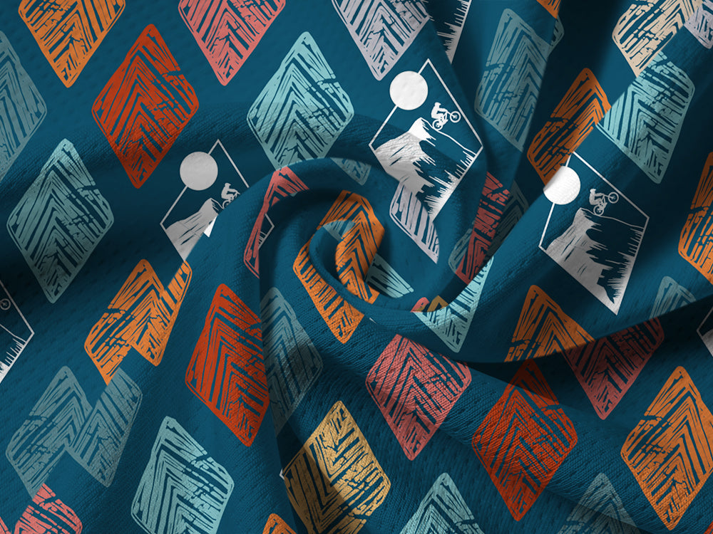 Orionride Geometric Rhombus Long Sleeve Half Zipper Mountain Bike Jersey