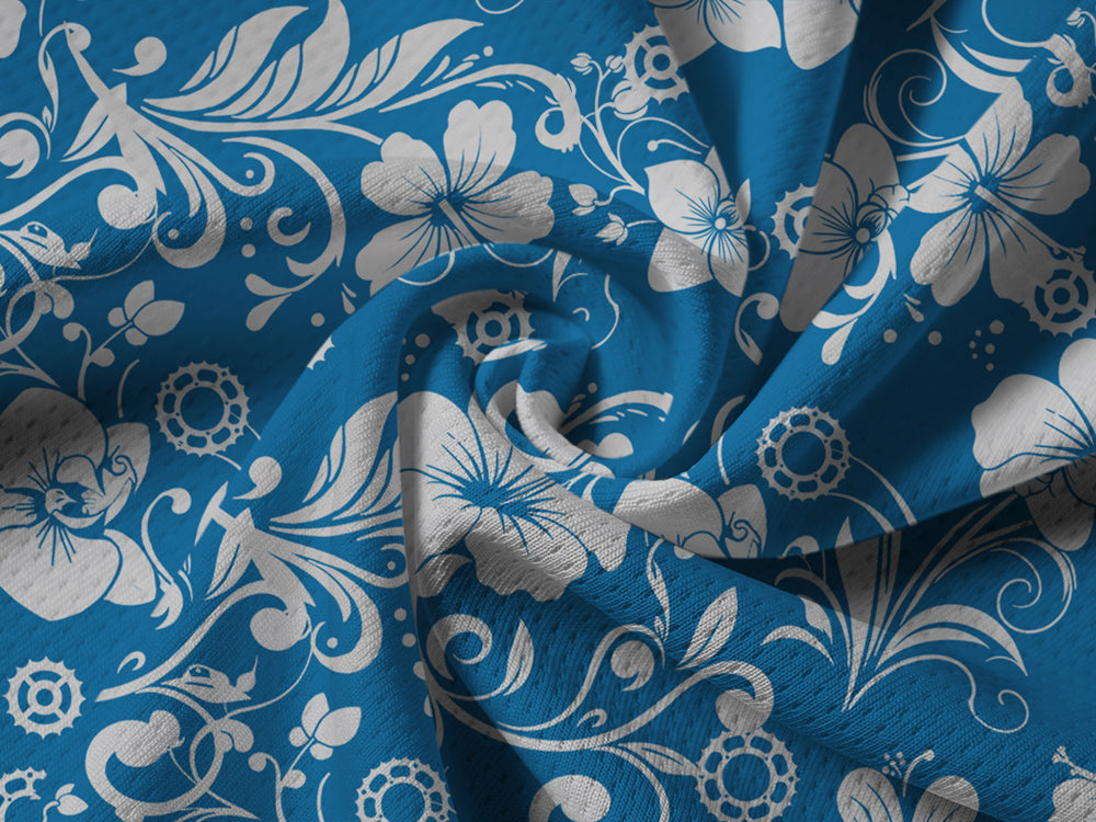 Orionride Hawaiian Flowers Long Sleeve Half Zipper Mountain Bike Jersey