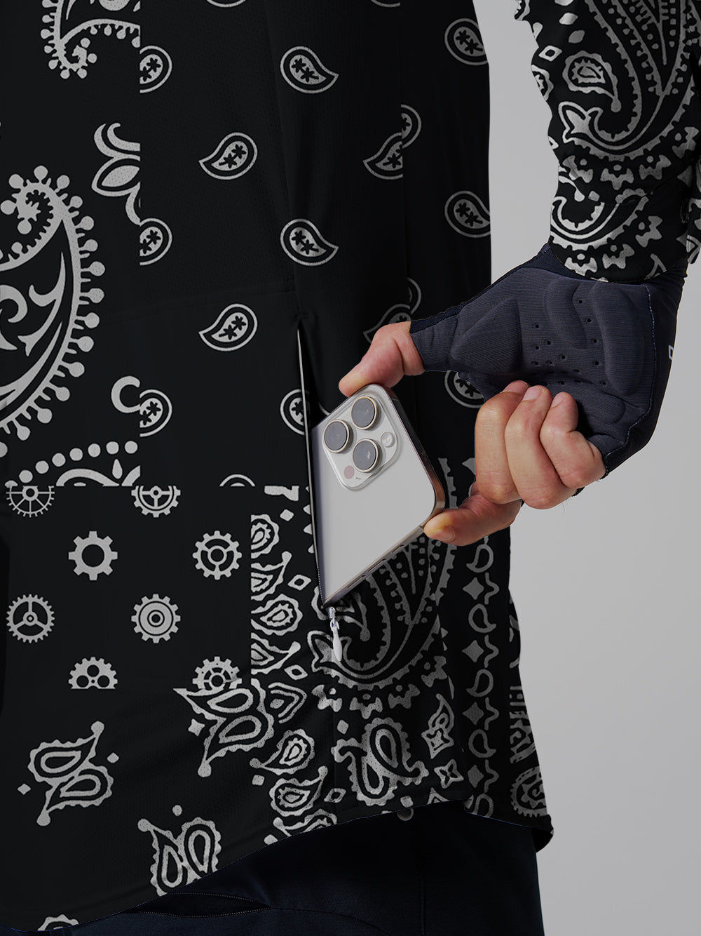 Orionride Gear Cashew Flower Men's Stretchy Breathable Long Sleeve Gravel Shirt