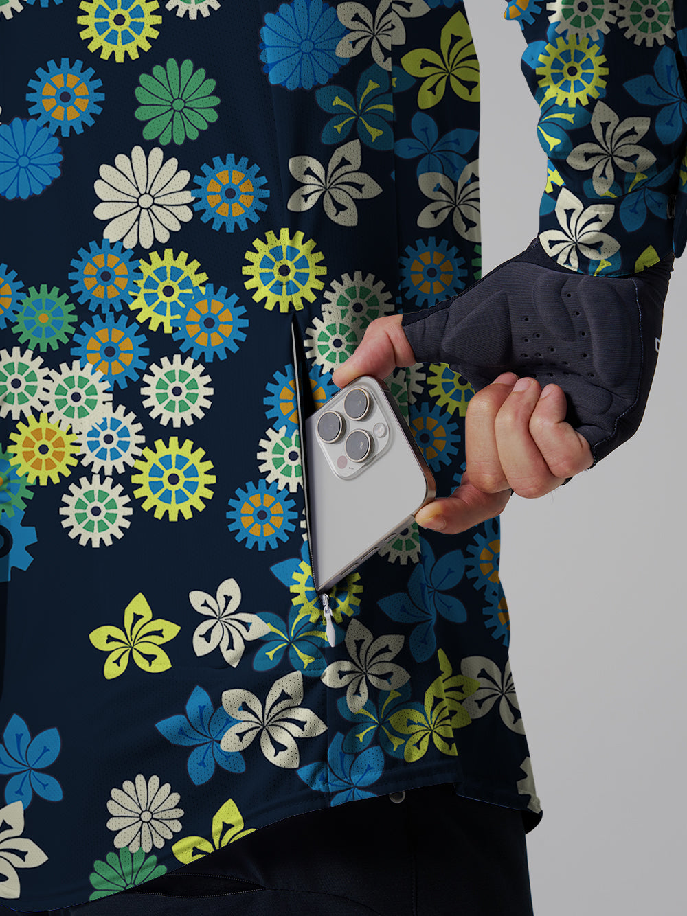 Orionride Charming Daisy Men's Stretchy Breathable Long Sleeve Gravel Shirt