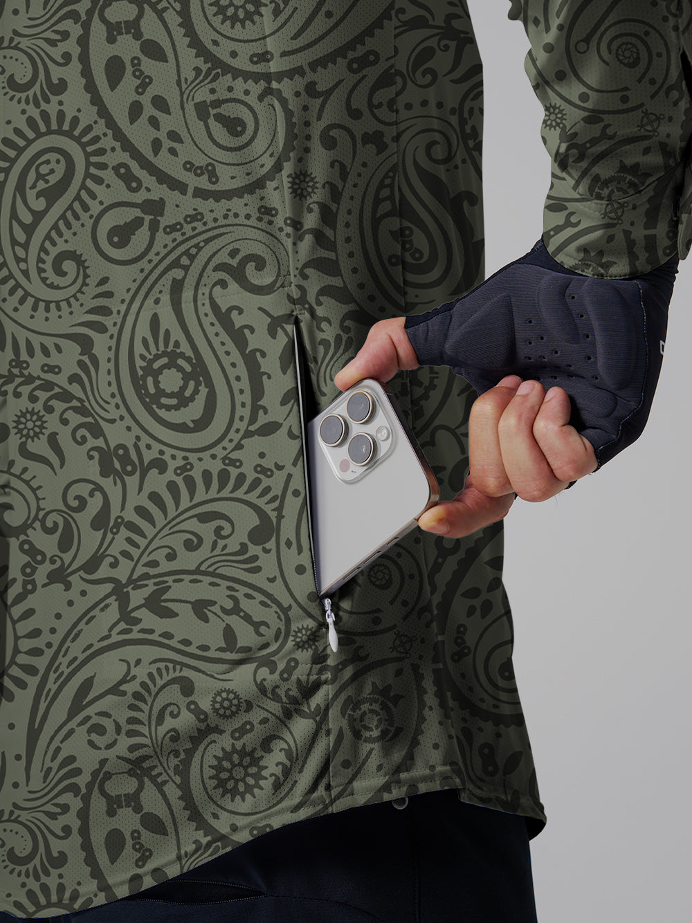 Orionride Lush Cashew Flowers Men's Stretchy Breathable Long Sleeve Gravel Shirt