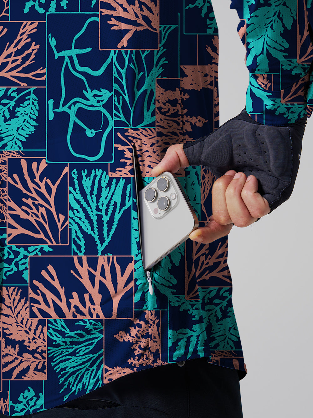 Orionride Coral Reef Cycling Men's Stretchy Breathable Long Sleeve Gravel Shirt