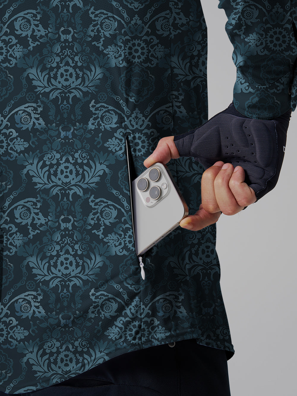 Orionride Chain Gear Flower Men's Stretchy Breathable Long Sleeve Gravel Shirt