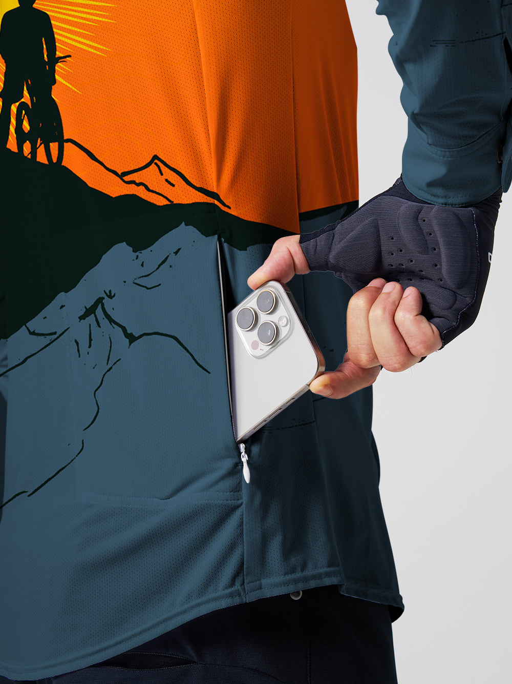 Orionride Sunrise Adventure Men's Stretchy Breathable Long Sleeve Gravel Shirt