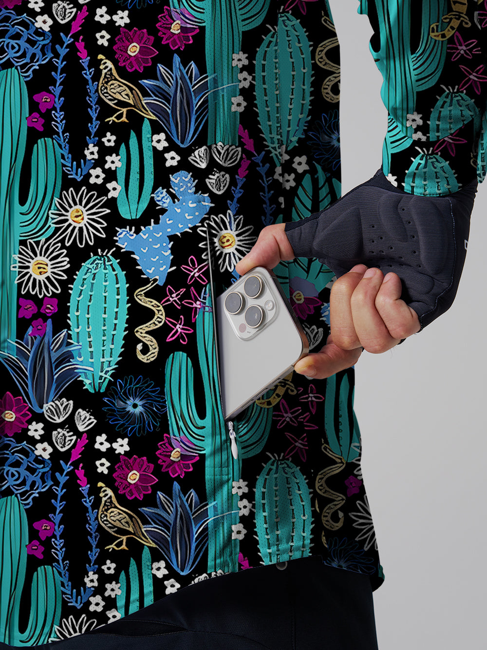 Orionride Spiral Flower Gear Men's Stretchy Breathable Long Sleeve Gravel Shirt