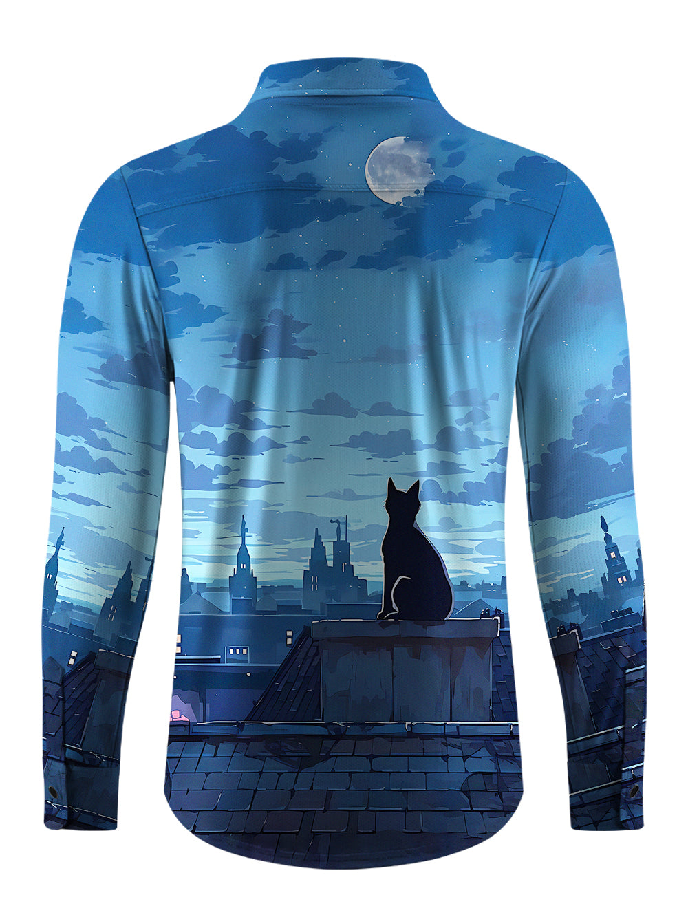 Orionride Black Cat Men's Stretchy Breathable Long Sleeve Gravel Shirt