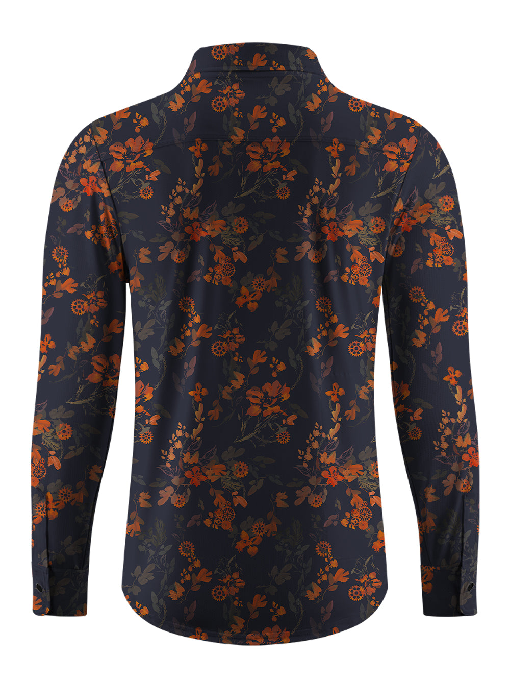 Orionride Bright Ink Flowers Men's Stretchy Breathable Long Sleeve Gravel Shirt