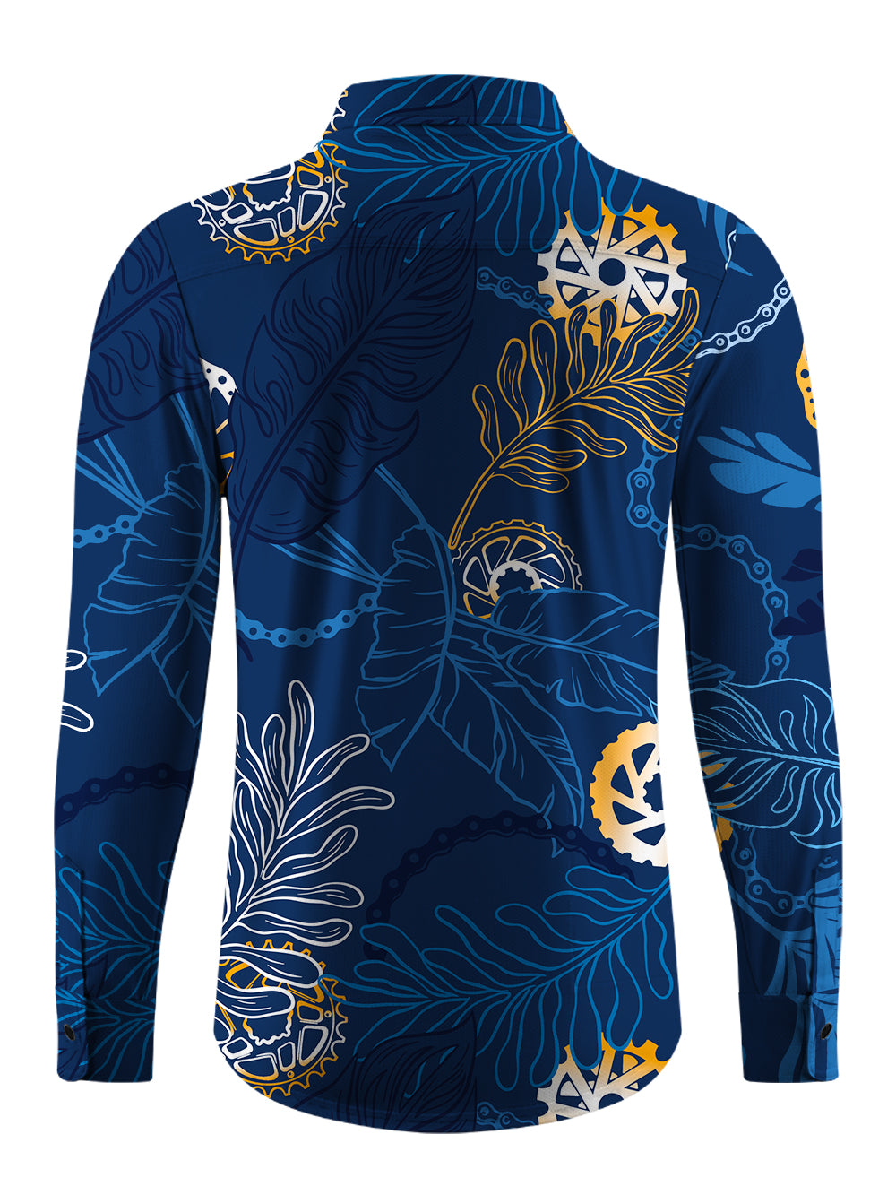 Orionride Watercolor Leaves Men's Stretchy Breathable Long Sleeve Gravel Shirt