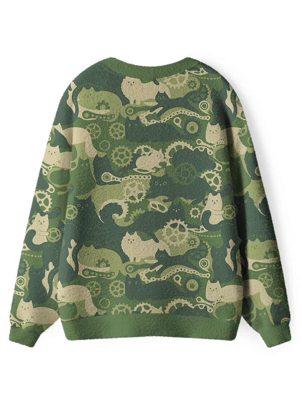 Orionride Cat Playing With Gears Women's Cardigan Knit Sweaters