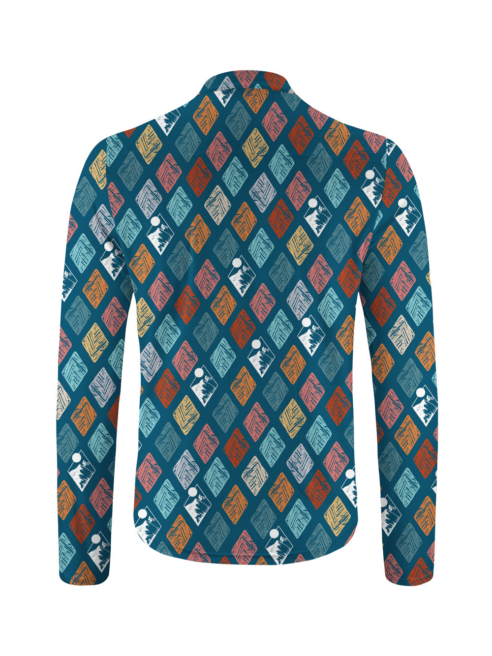 Orionride Geometric Rhombus Long Sleeve Half Zipper Mountain Bike Jersey