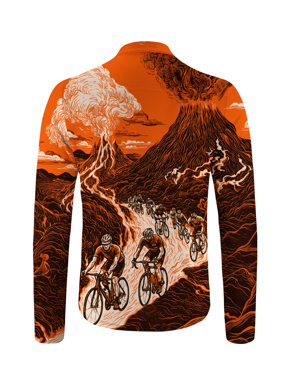 Orionride Volcanic Eruption Long Sleeve Half Zipper Mountain Bike Jersey