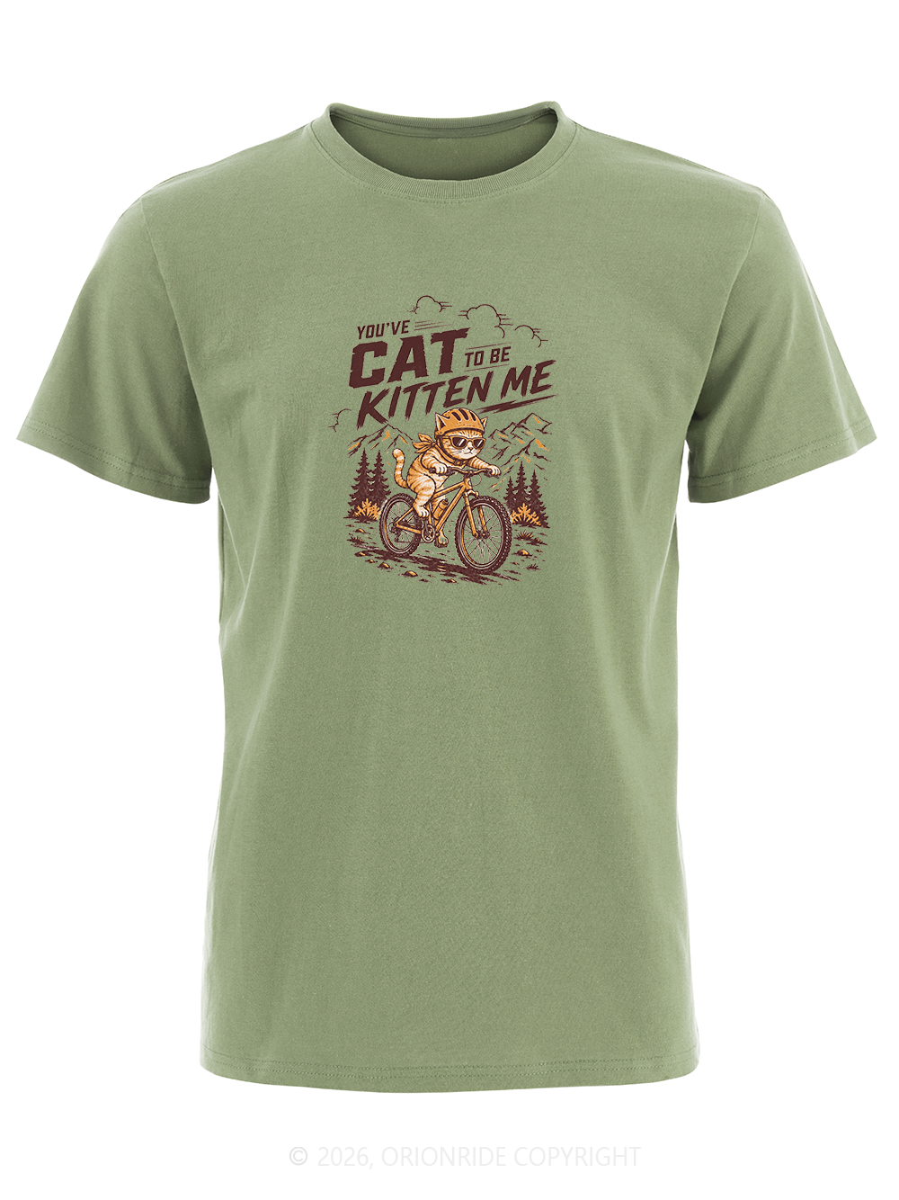 Orionride Whimsical Trail Cat Short Sleeves Bike T-Shirt