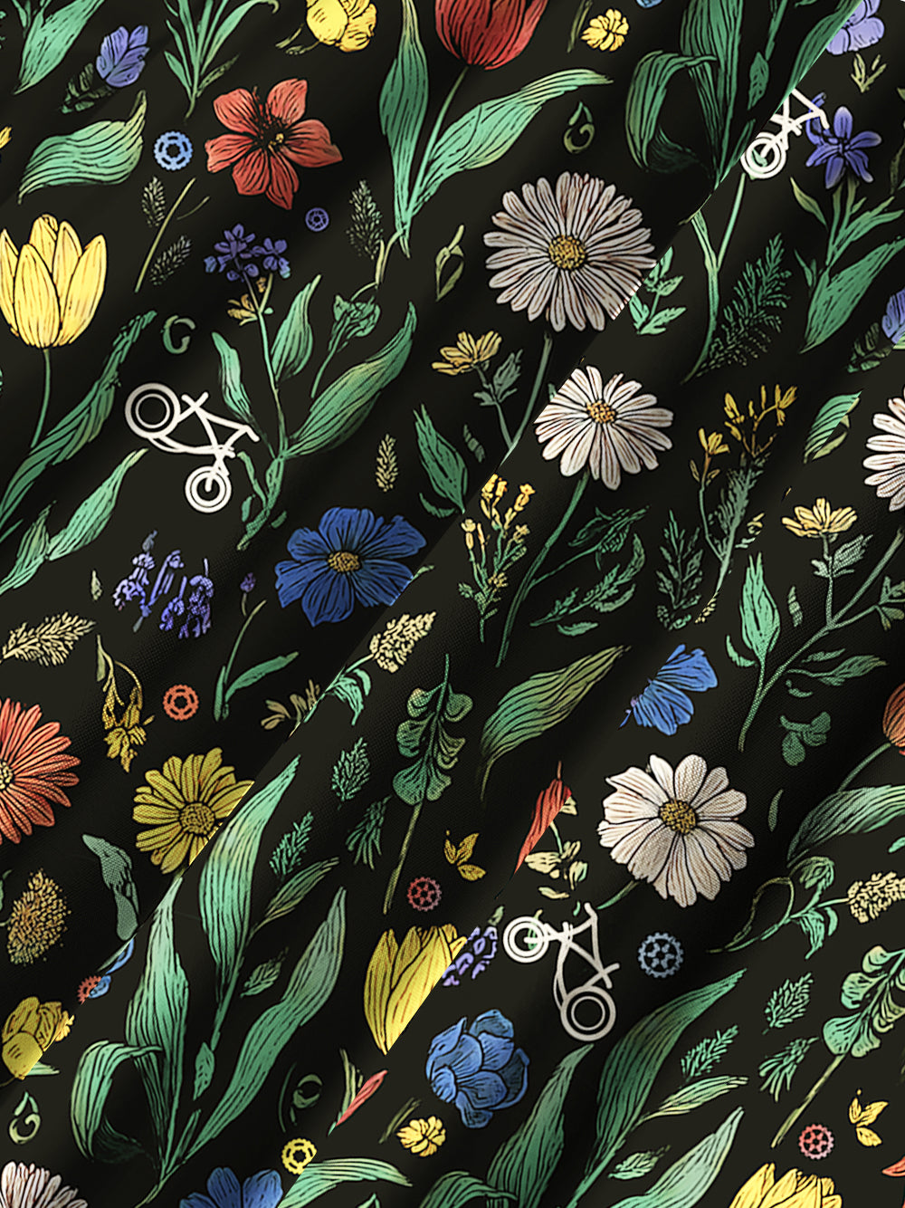 Orionride Bright Flowers Zipper Pockets Ultra Lightweight Short Sleeves Gravel Shirt