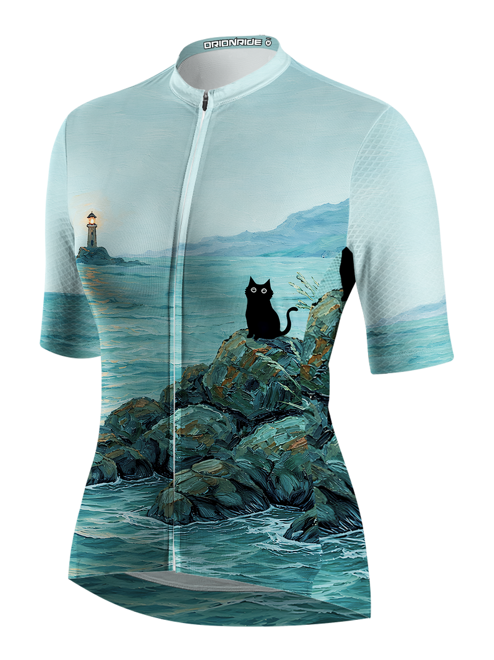 Orionride Curious Black Cat Short Sleeves Women's Jersey