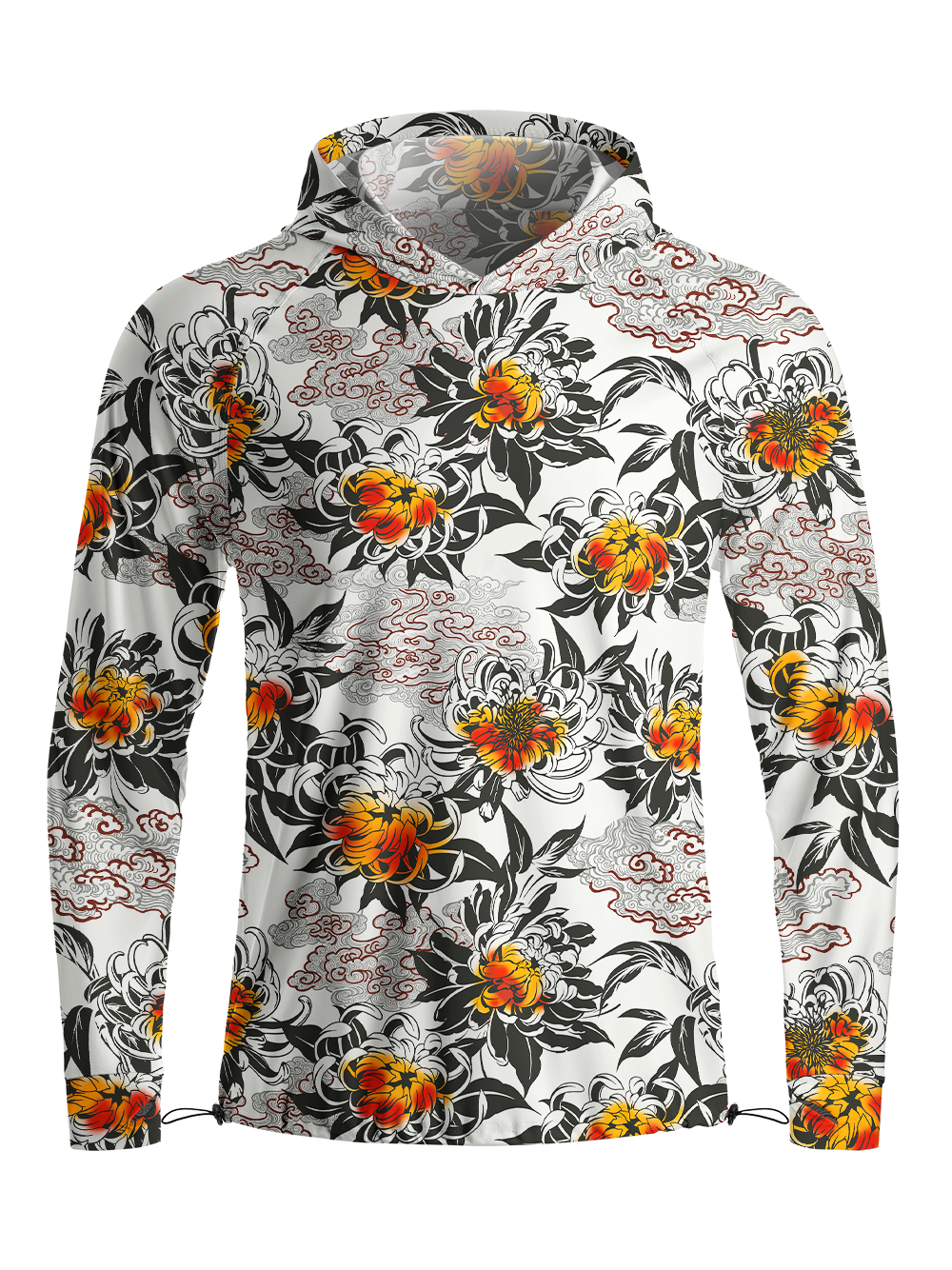 Orionride Chrysanthemums In Full Bloom Long Sleeve Cycling Hoodie Shirt