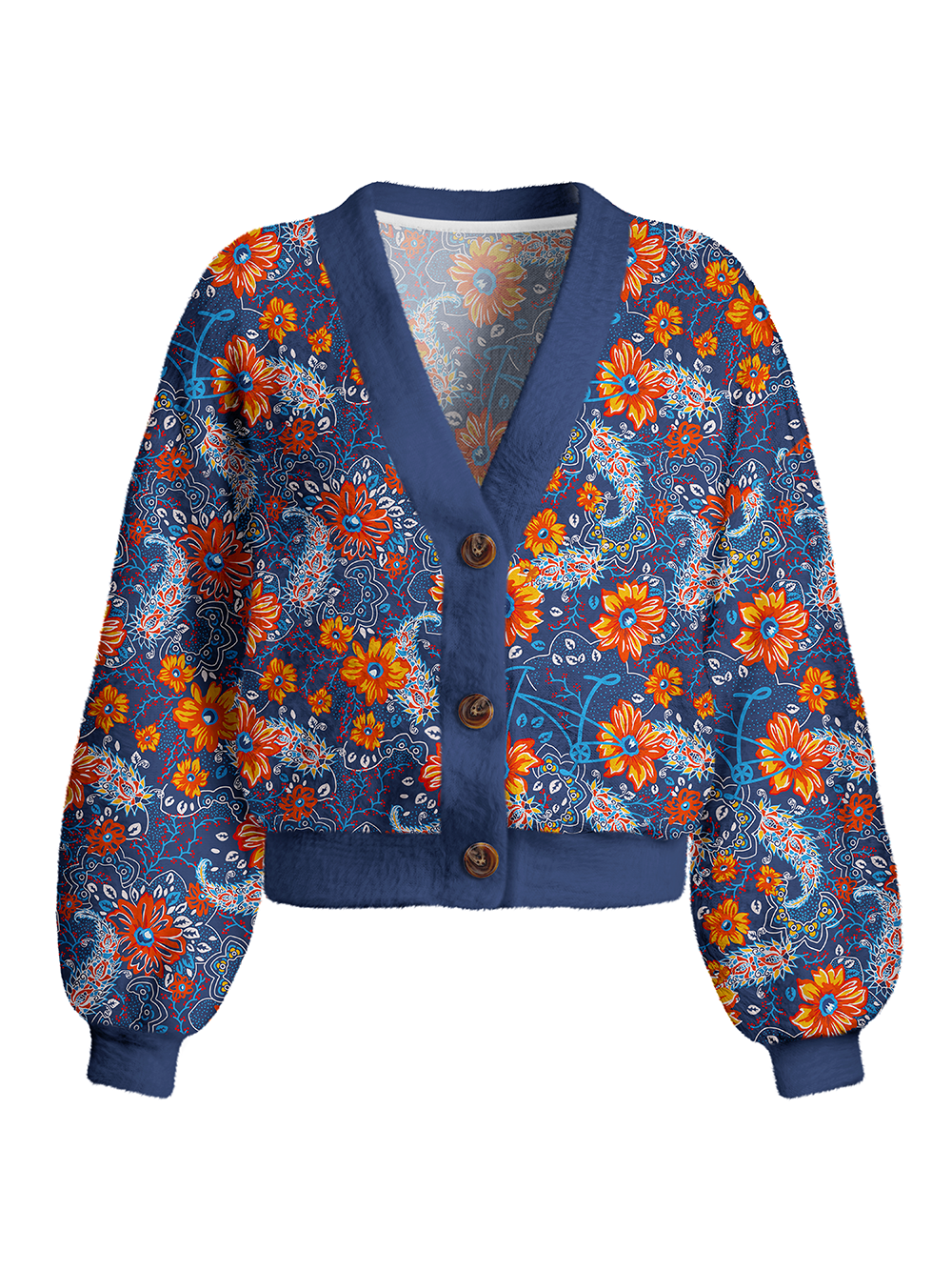 Orionride Sunset Garden Women's Fuzzy Knit Cardigan