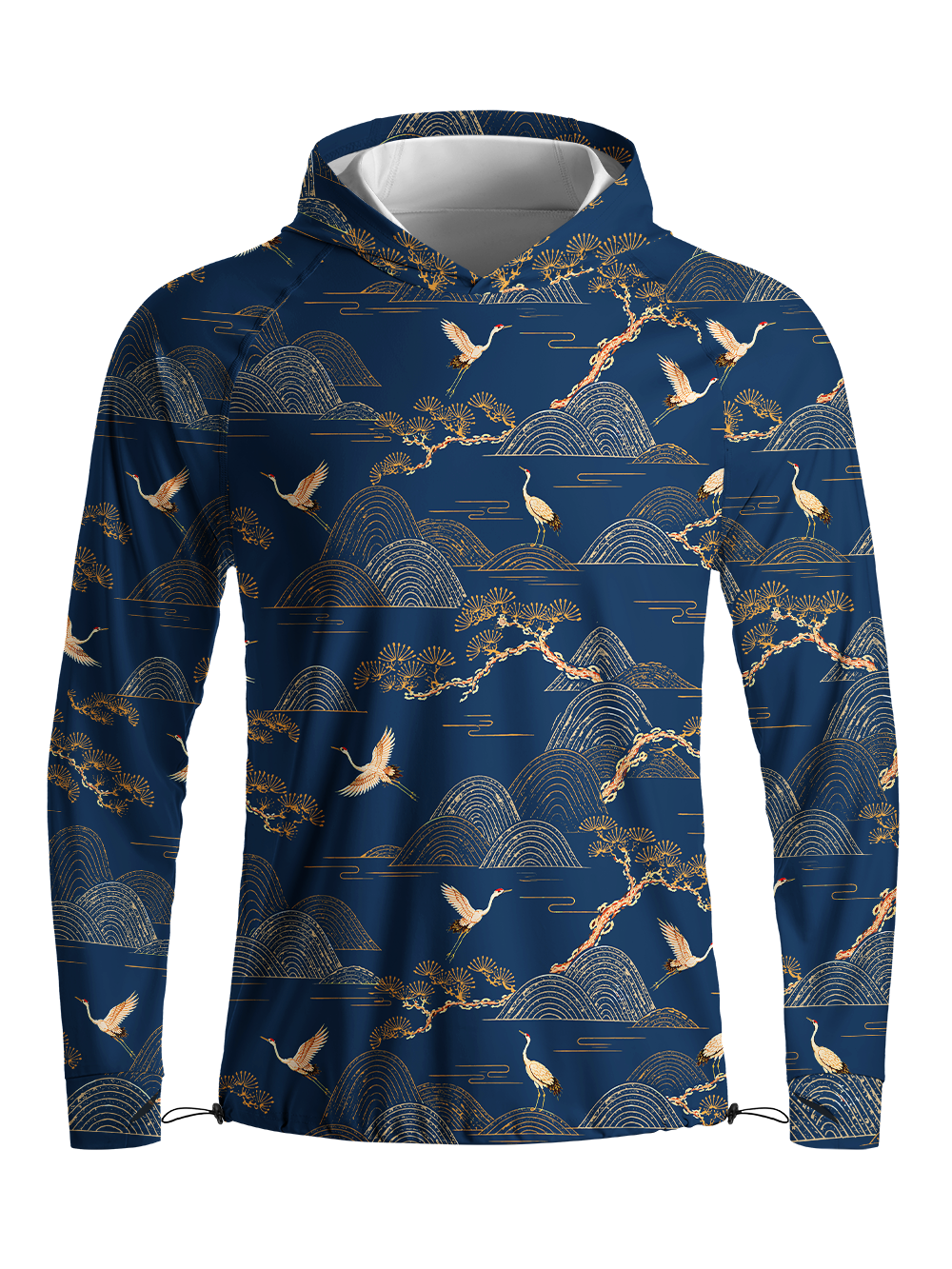 Orionride Golden Crane Long Sleeve Cycling Hoodie Shirt