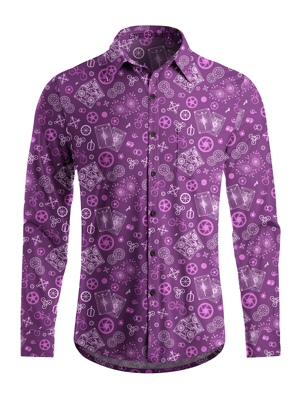 Orionride Playing Cards Men's Stretchy Breathable Long Sleeve Gravel Shirt