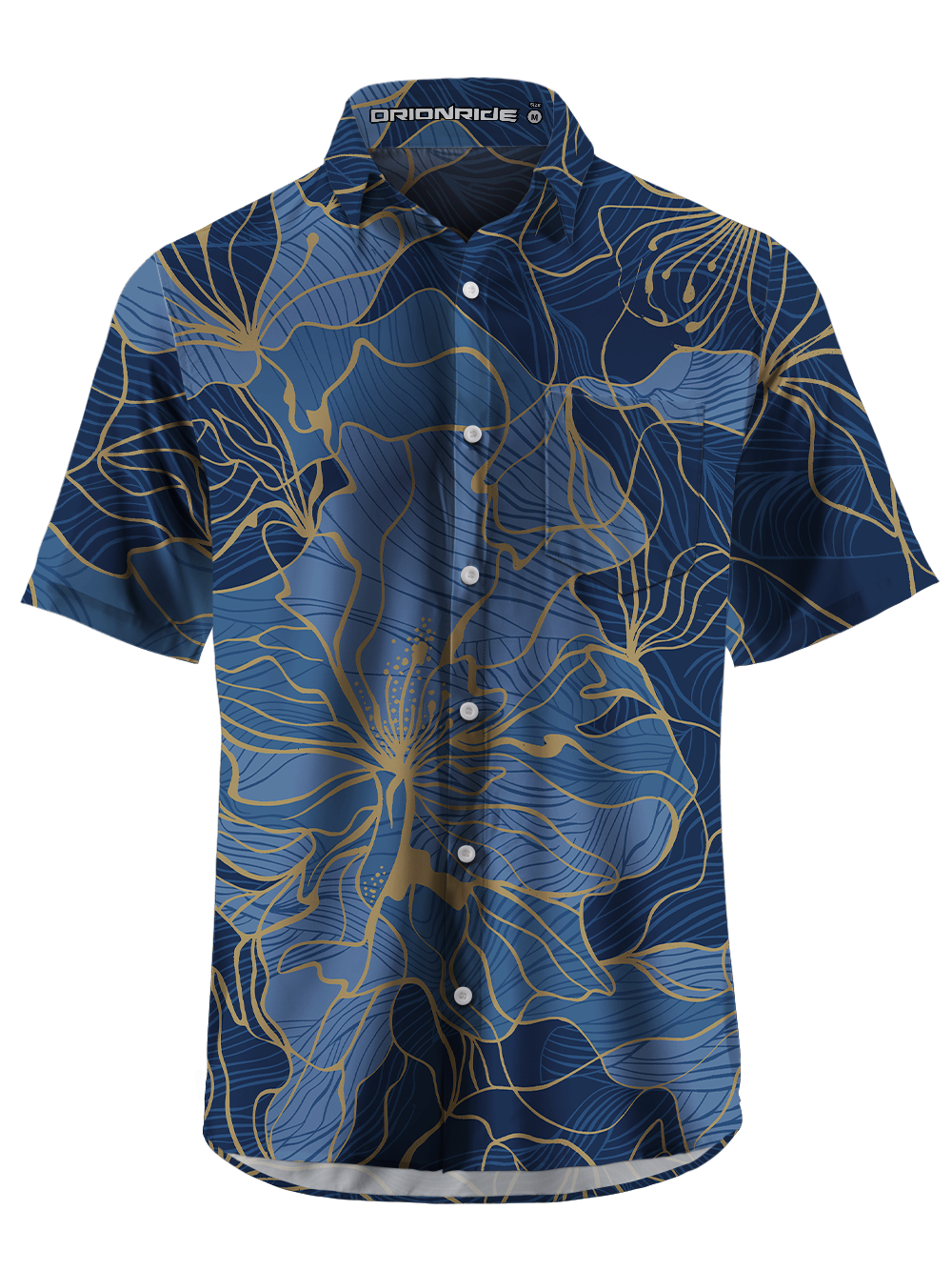 Orionride Golden Floral Zipper Pockets Ultra Lightweight Short Sleeves Gravel Shirt