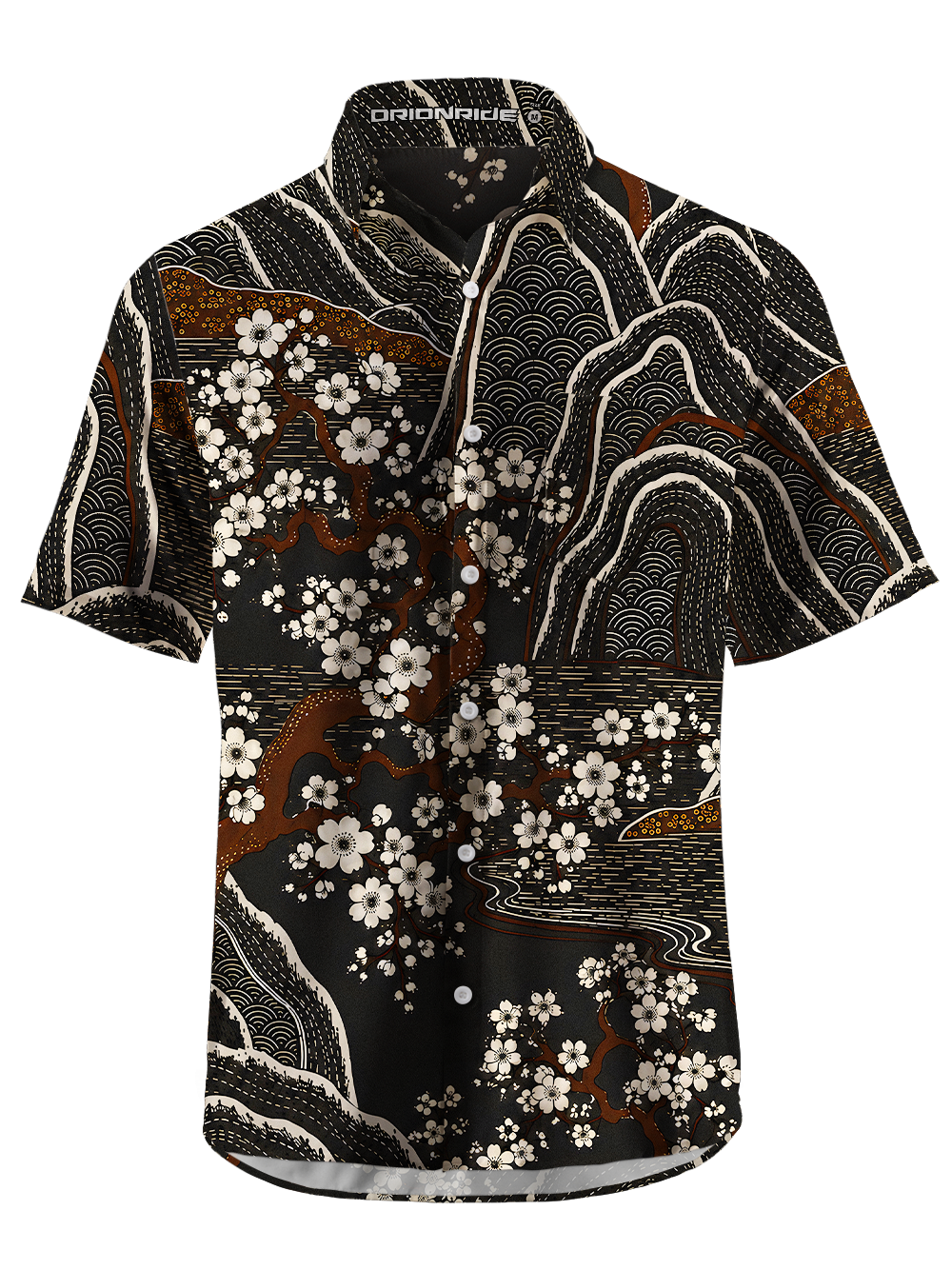 Orionride Sakura Night Landscape Zipper Pockets Ultra Lightweight Short Sleeves Gravel Shirt