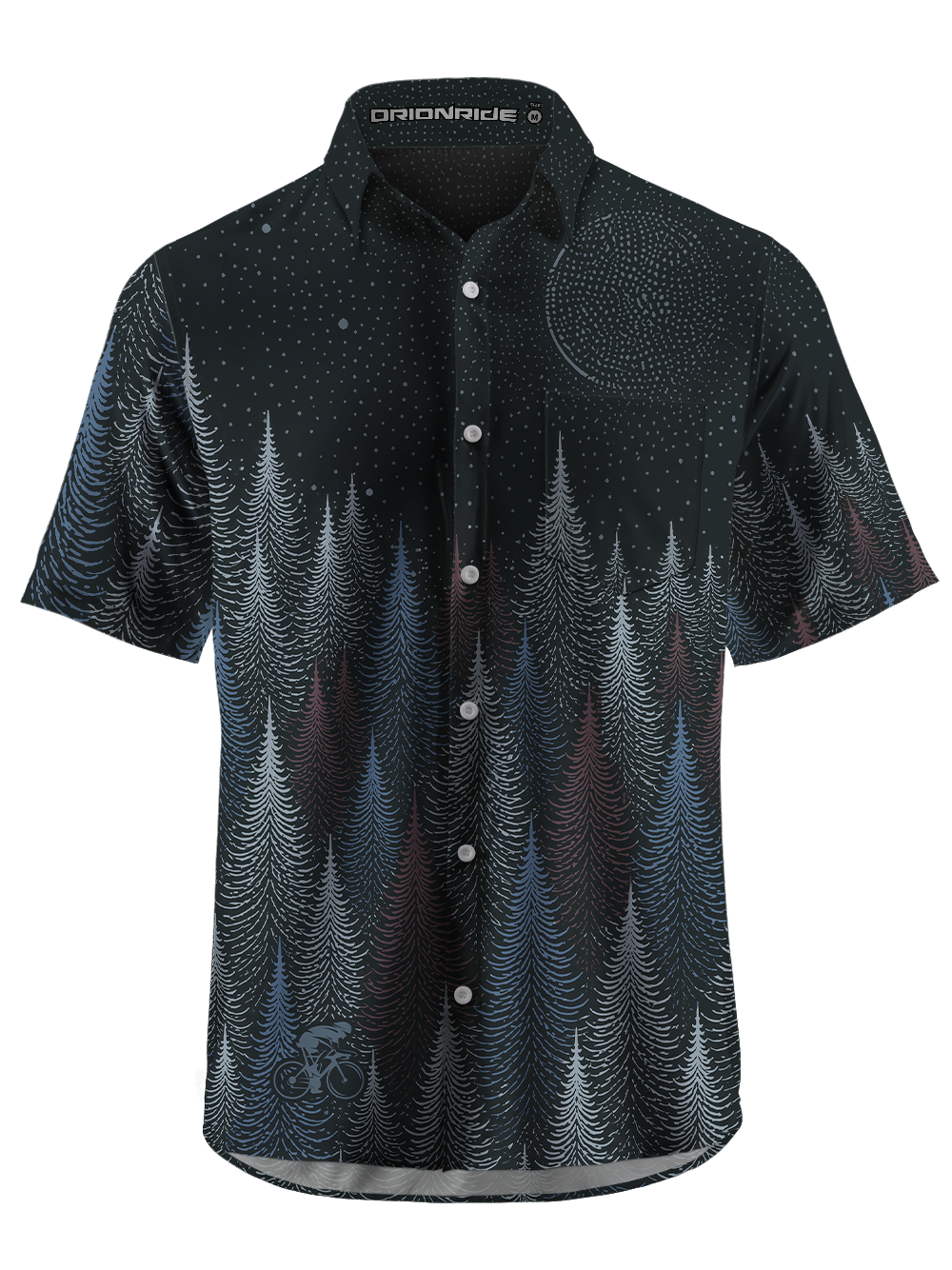 Orionride Gold Night Forest Zipper Pockets Ultra Lightweight Short Sleeves Gravel Shirt