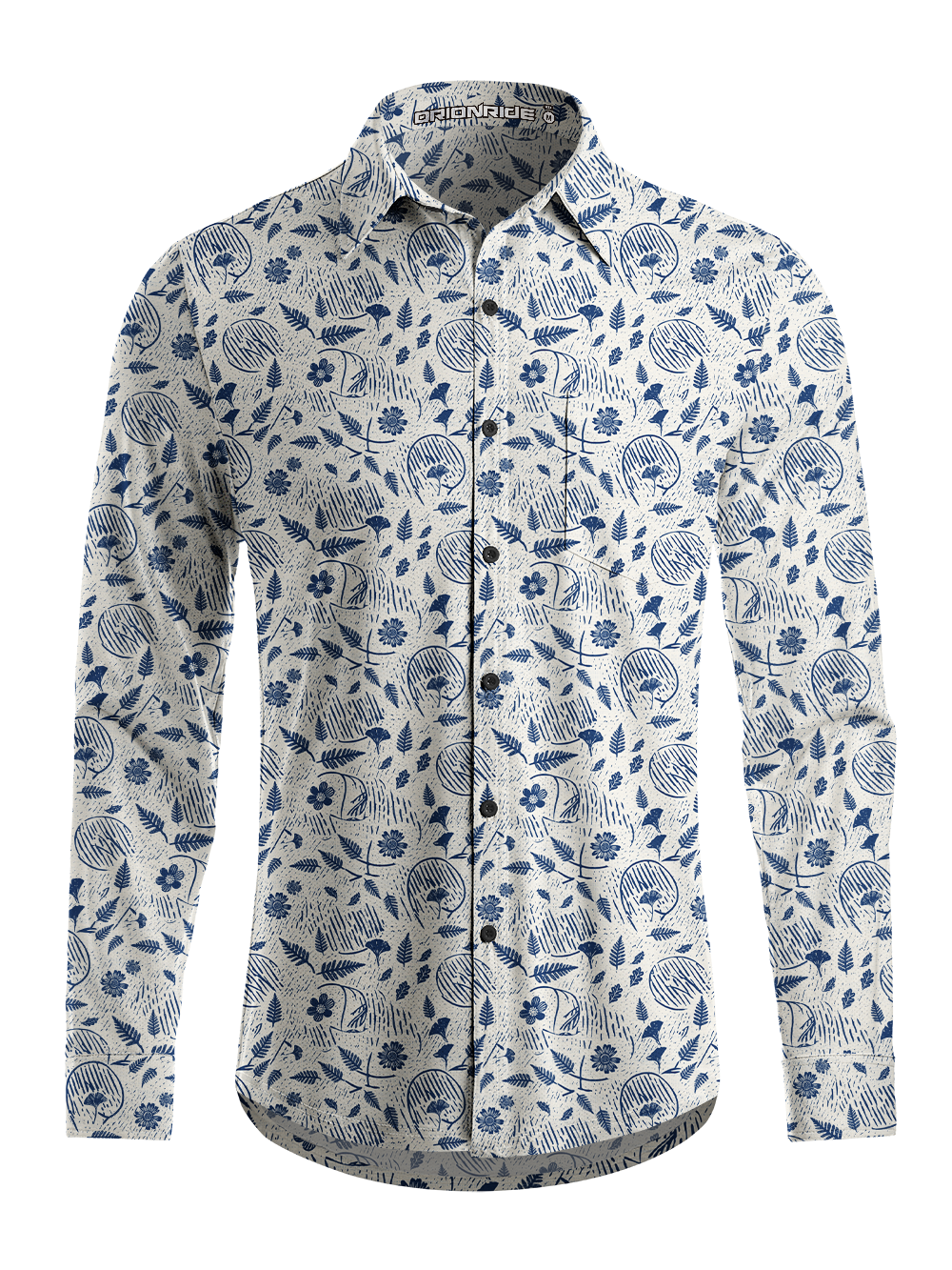 Orionride Plum Botanical Men's Stretchy Breathable Long Sleeve Gravel Shirt