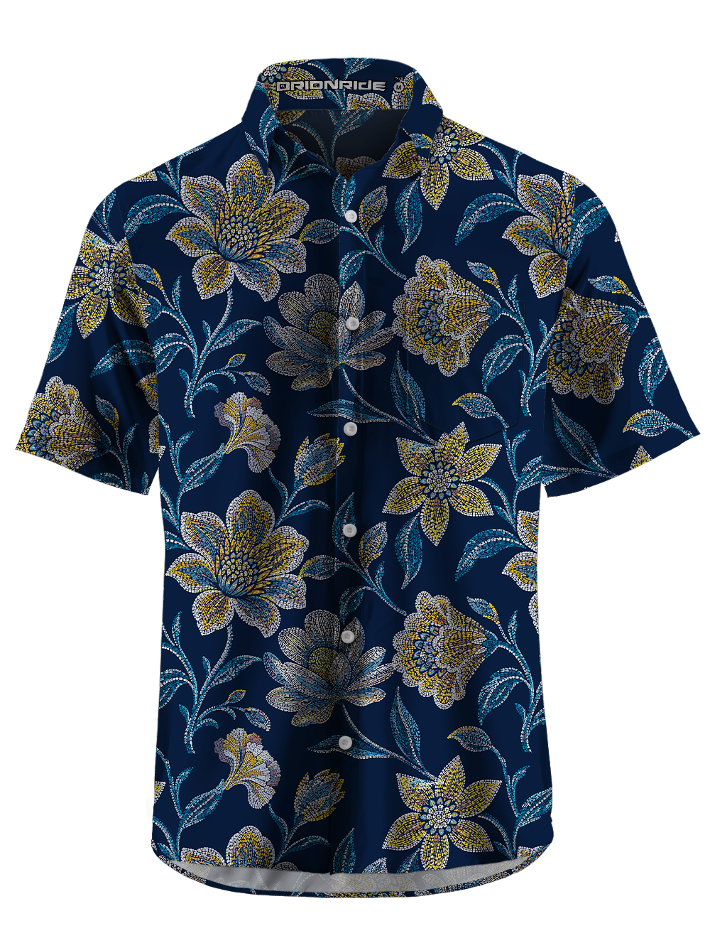 Orionride Beaded Floral Zipper Pockets Ultra Lightweight Short Sleeves Gravel Shirt