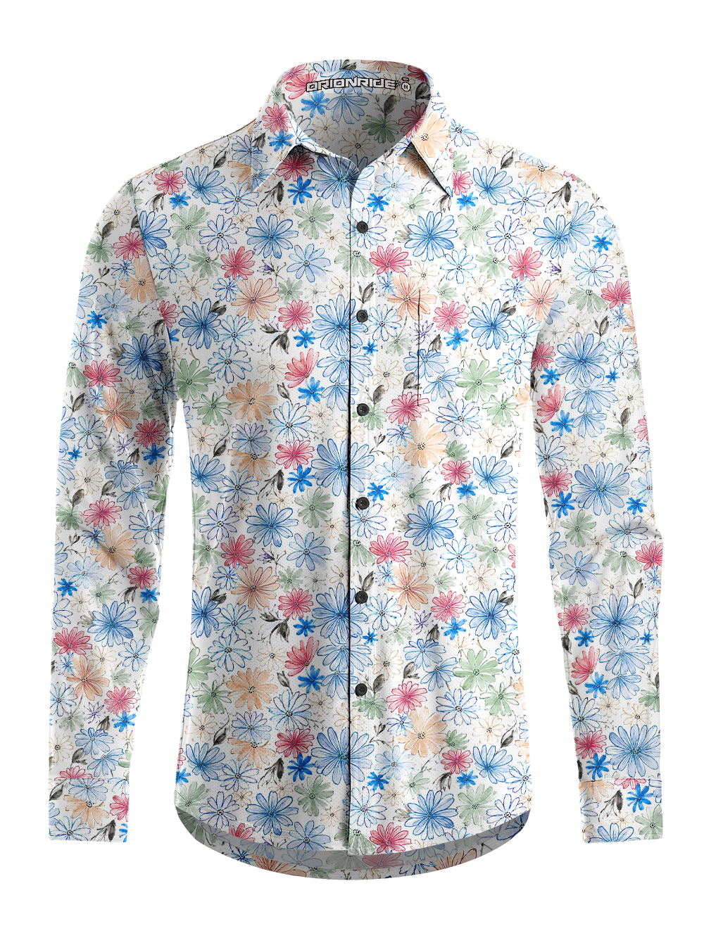 Orionride Wild Blossoms Men's Stretchy Breathable Long Sleeve Gravel Shirt