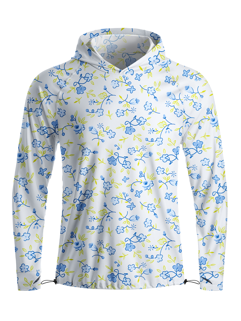 Orionride Blue Flower Bicycle Long Sleeve Cycling Hoodie Shirt