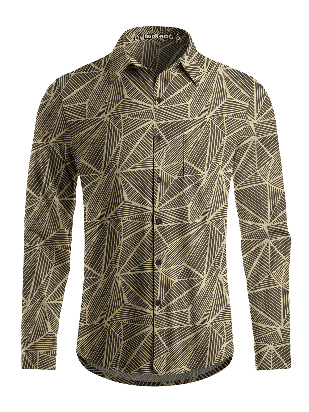 Orionride Geometric Lines Men's Stretchy Breathable Long Sleeve Gravel Shirt