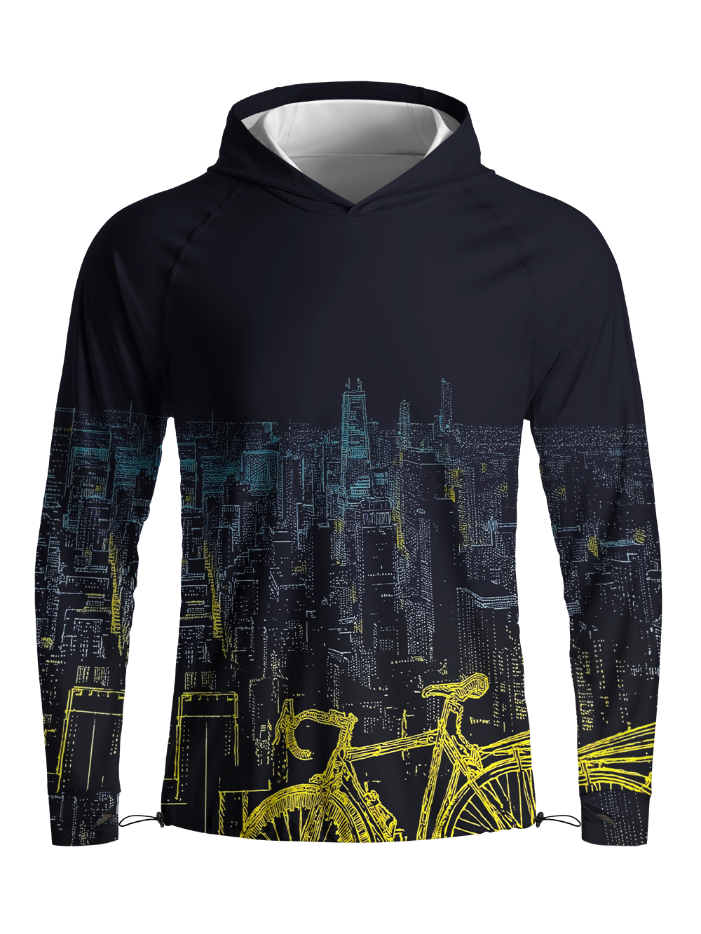 Orionride City Night View Long Sleeve Cycling Hoodie Shirt