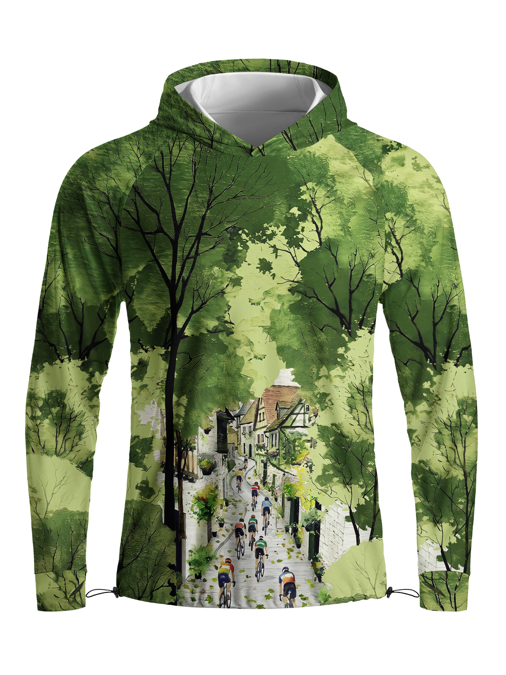 Orionride Green Trail Ride Long Sleeve Cycling Hoodie Shirt
