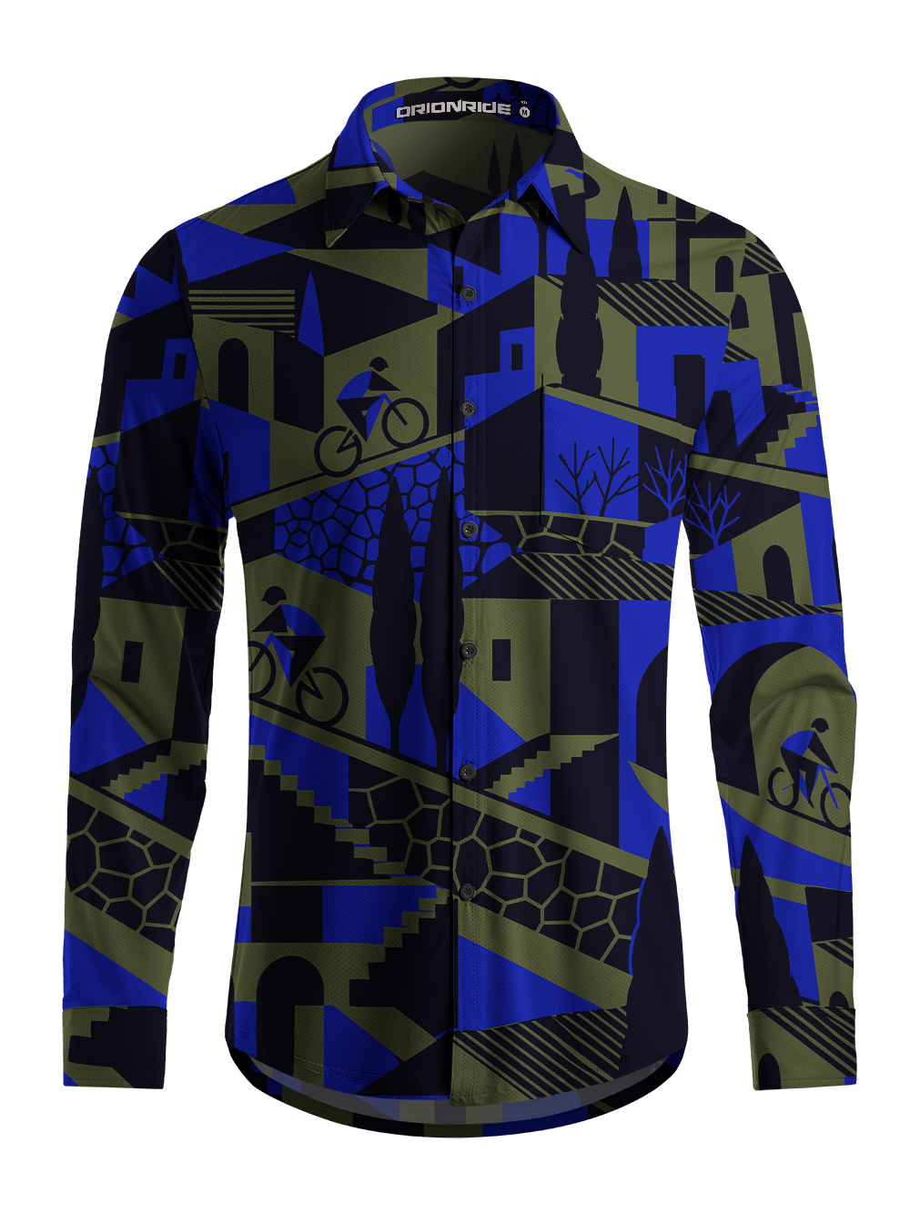 Orionride Geometric Urban Cycling Men's Stretchy Breathable Long Sleeve Gravel Shirt