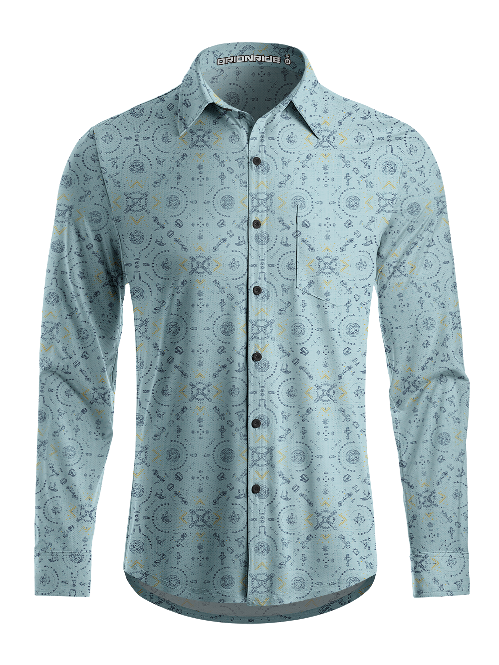 Orionride Tribal Motifs Men's Stretchy Breathable Long Sleeve Gravel Shirt